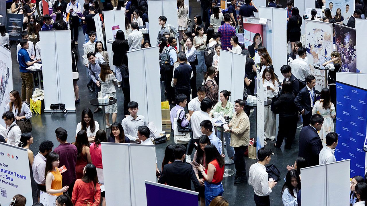 Aerial view of the Career Fair crowd